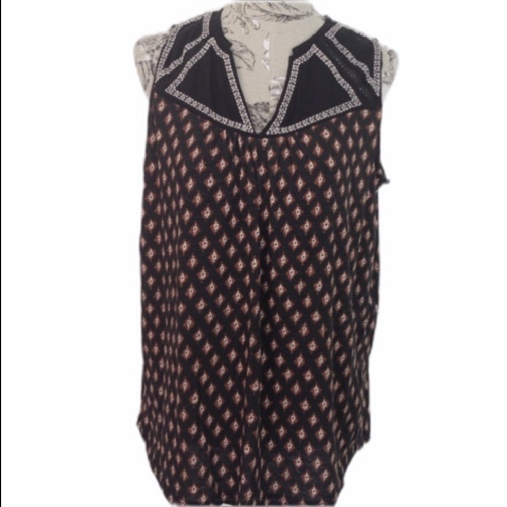 𝅺nine 1 Eight Black/Brown Sleeveless Top M